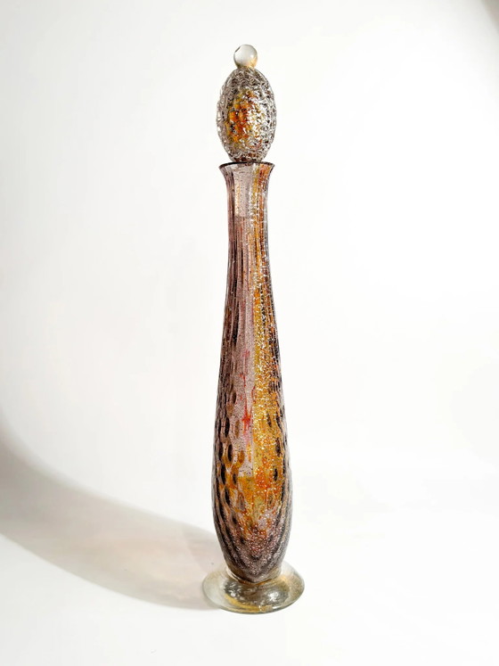 Bottiglia in vetro di Murano multicolore anni '80 con foglia d'argento – Oggetti decorativi (photo 7 of 12)