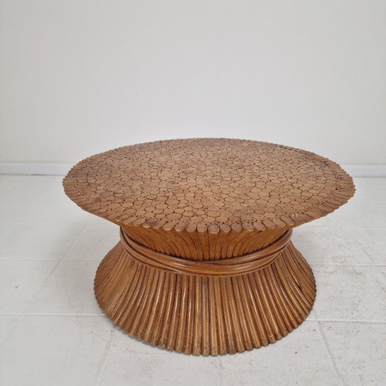 Image 1 of Sheaf of Wheat Bamboo Coffee Table by McGuire, USA, circa 1970