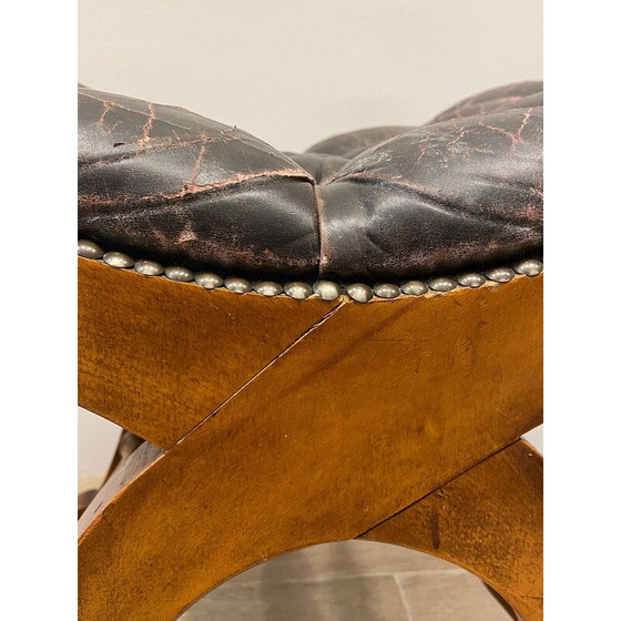 Image 1 of Vintage brown leather footrest, 1970