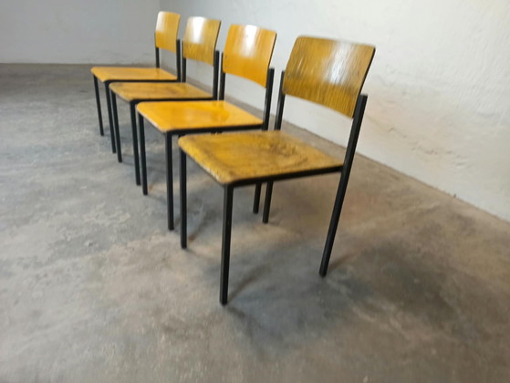 4 x sedie industriali vintage – Sedie da pranzo, Metallo, Legno (photo 10 of 15)