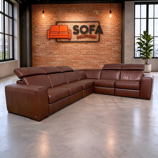 Canapé d'angle relax en cuir Natuzzi Editions B760 – Appuie-têtes réglables – Cuir pleine fleur premium