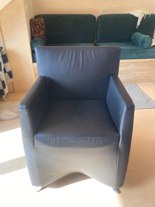 Ensemble de 6 fauteuils Medea en cuir noir – Alberto Colzani pour Cerruti Baleri – Leather, Metal