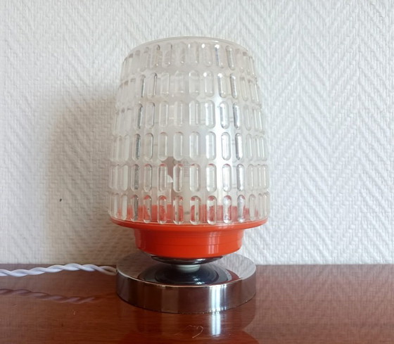 Image 1 of Space Age Orange and Chrome Table Lamp 1970