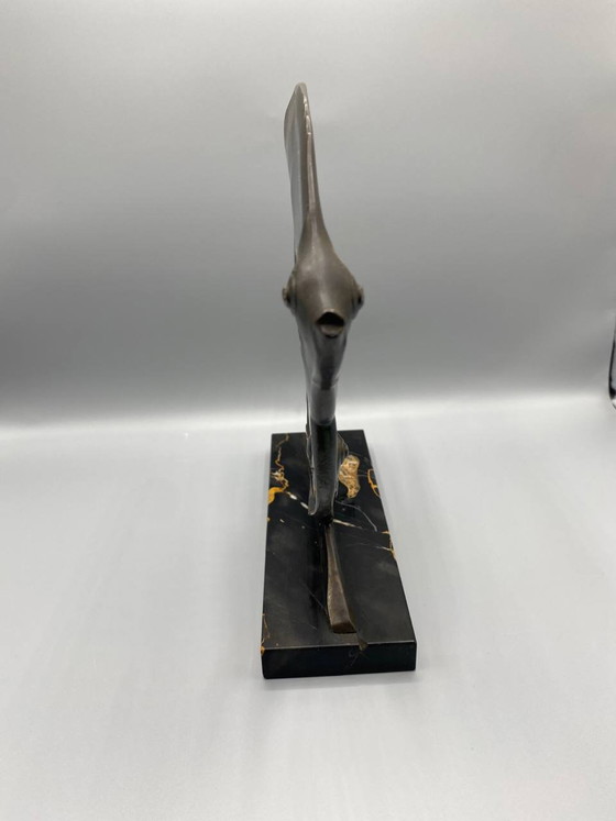 Art-déco-Skulptur – Zwei Skalarfische – Signiert M. Font – Bronze und Portoro-Marmor – Bildhauerei, Art Deco (photo 2 of 7)