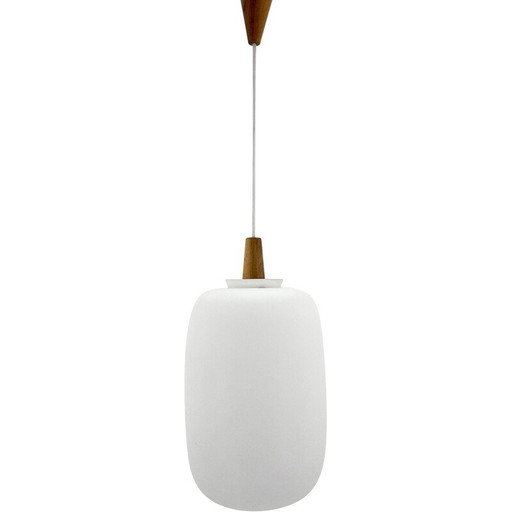 Suspension vintage en bois et verre pour Uluv, Tchécoslovaquie 1960
