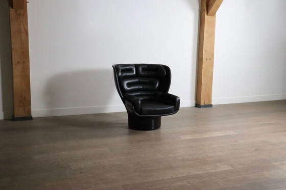 Image 1 of Vintage Elda Loungestoel in zwart op zwart van Joe Colombo voor Comfort Italië 1970