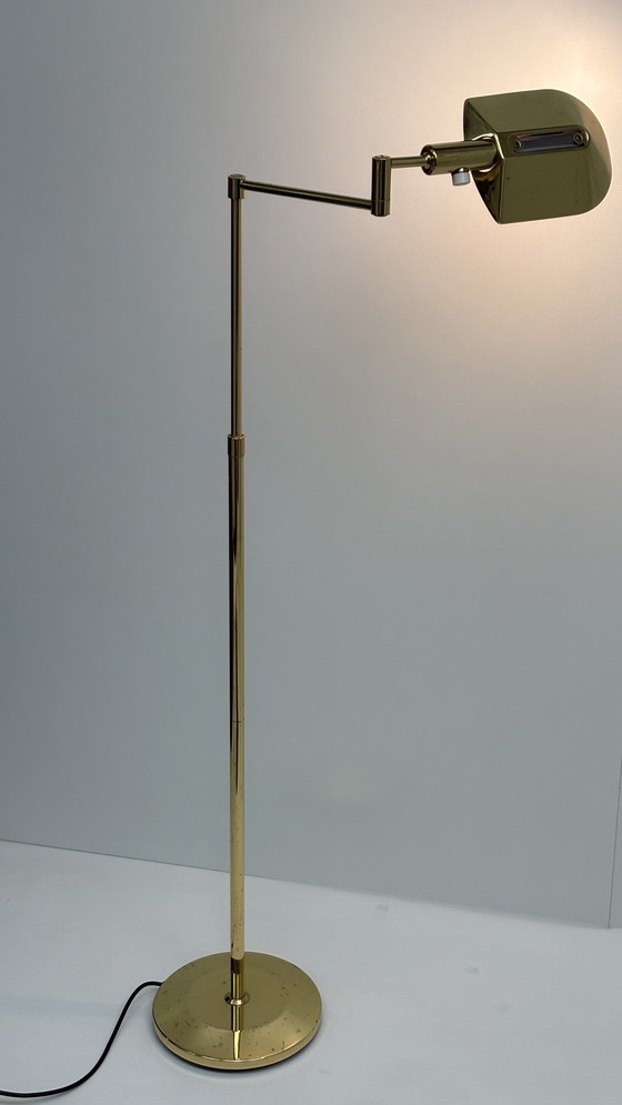 Image 1 of Lampada da lettura vintage in ottone regolabile in altezza Metalarte