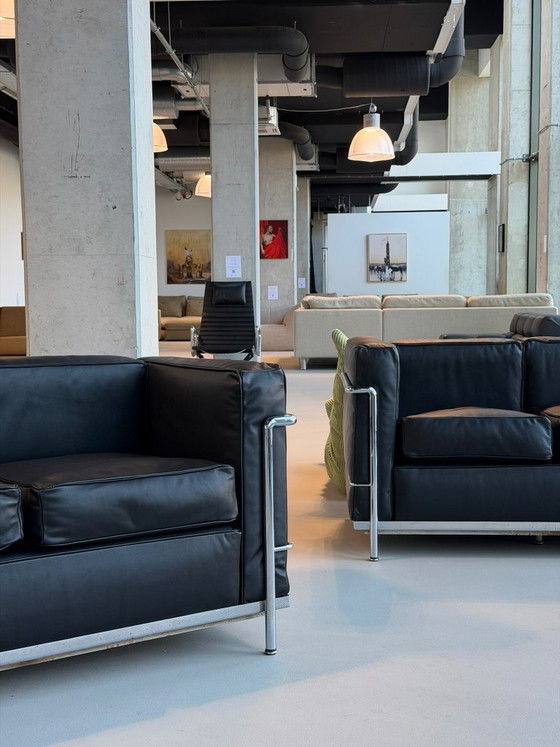 Image 1 of Cassina Le Corbusier LC-2 Set | Schwarzes Leder