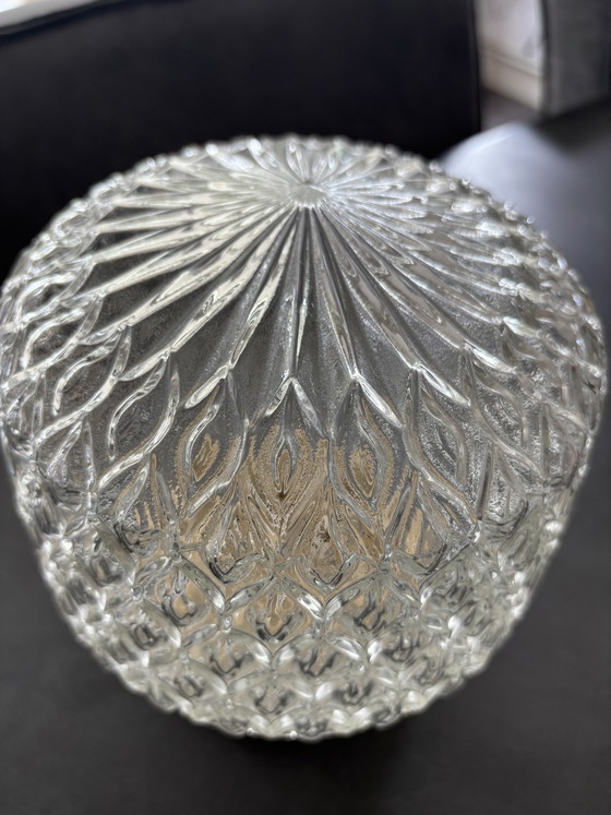 Image 1 of Plafonnier vintage en verre / lampe de plafond en verre