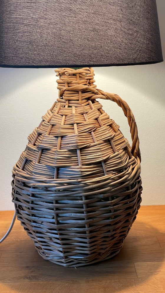 Lampada VINTAGE Dame Jeanne in Rattan – Lampade da tavolo, Tela (photo 6 of 17)