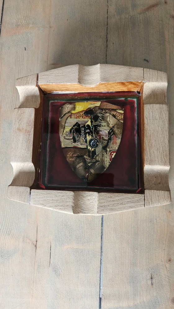 Image 1 of Exclusive Artequi "Ferrari Tribute" Ashtray – Handcrafted from Thin Oak & Epoxy – 1947 Heritage Edition