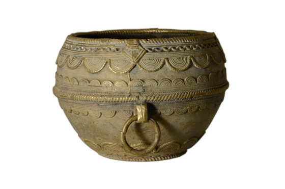 Antike Bronzevase, Schale, ethnischer Topf, handgefertigt in Indien – Dekorative Objekte (photo 3 of 6)