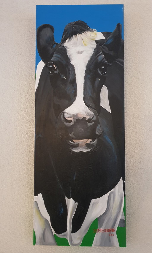 Dipinto realistico "Mucca da latte" acrilico su tela