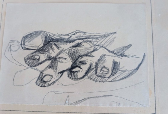 Image 1 of Unieke set Pierre van Soest - Groot schilderij (88x114 cm) + 3 originele voorstudies