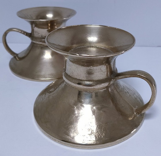 Image 1 of coppia di candelabri vintage in ottone massiccio