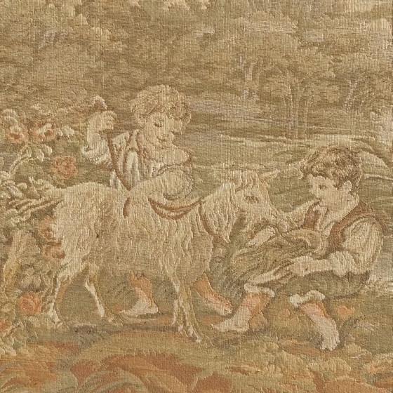 Image 1 of Large French Tapestry (Gobelin) -1950s-Traditional Spring Scene - Rococo Style