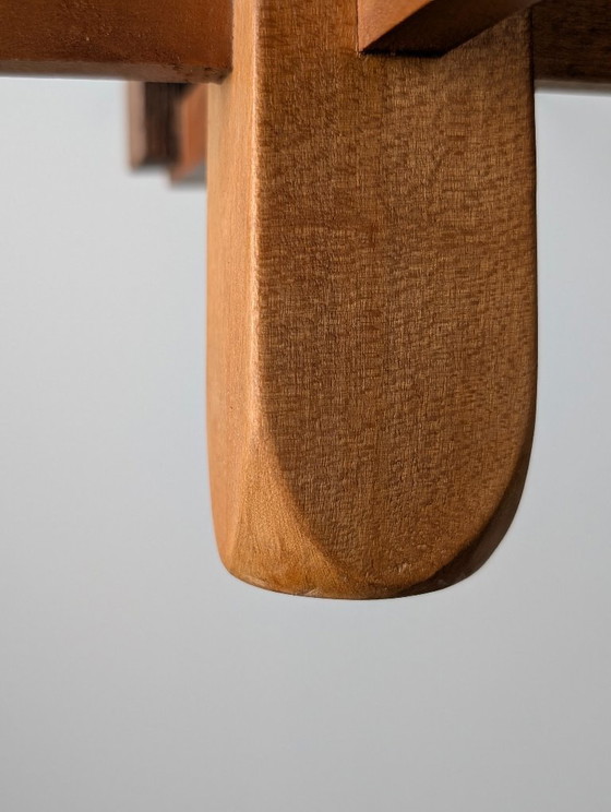 Image 1 of Danish Art Deco Style Wooden Candle Chandelier, 1970s