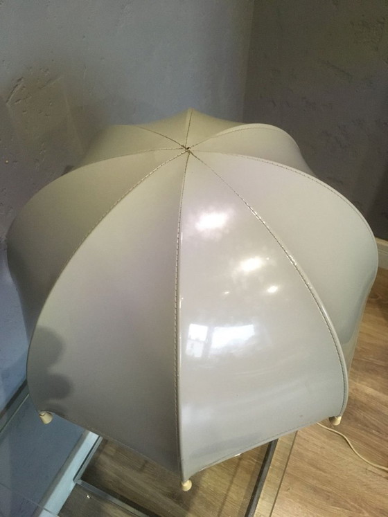 Lampada da tavolo vintage a forma di ombrello, anni '70, Lampade da tavolo, Plastica, Tessile, Grigio, 1970 (foto 3 di 7)