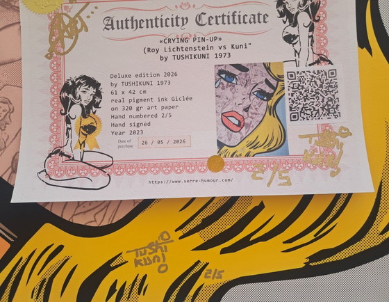 TUSHIKUNI - Crying Pin Up - Framed Artist's Lithograph – Lithographs & prints, Paper (photo 8 of 11)