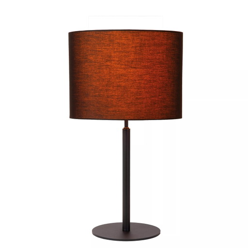 Lucide MAYA Tischlampe – rund, schwarze Baumwolle, Ø 26 cm