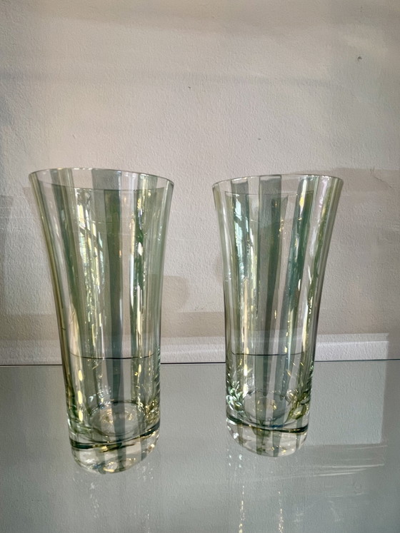 Image 1 of 6 mondgeblazen iriserende kristallen glazen van Josef Franck
