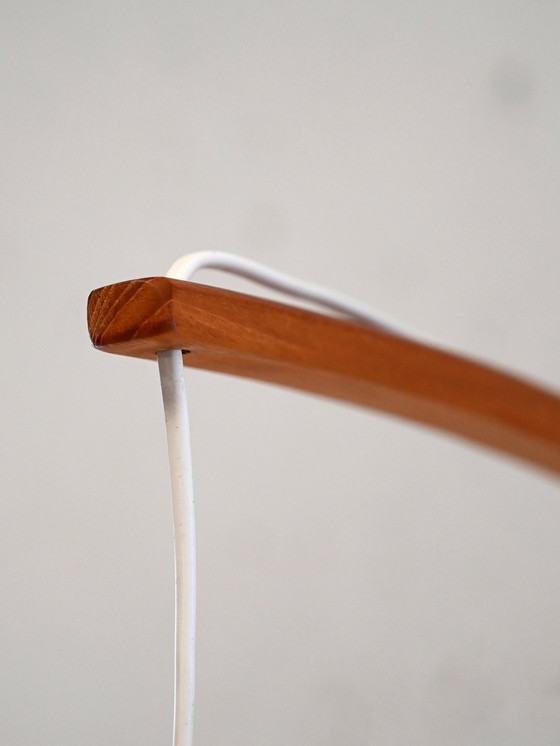 Image 1 of Vintage Scandinavische wandlamp in teakhout en stof