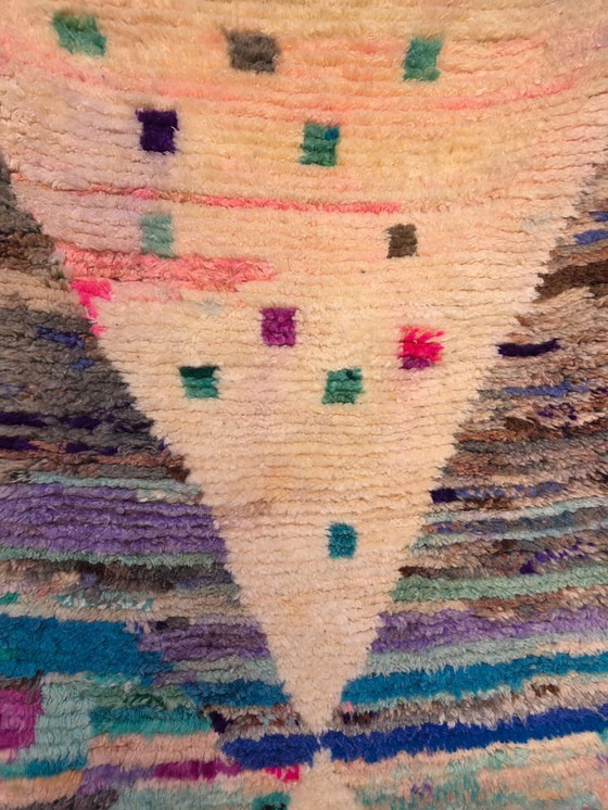 Image 1 of Abstraktes blau-cremefarbenes Boujaad-Muster, 150 x 100 cm