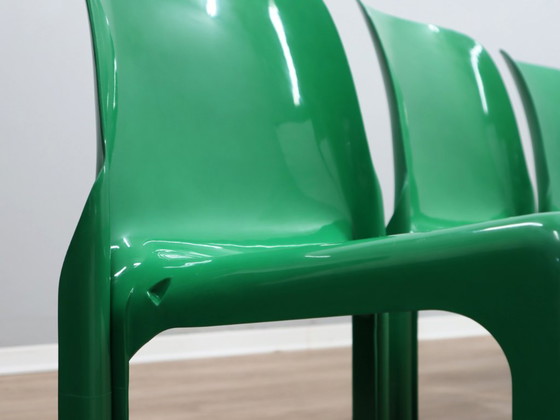 Image 1 of Set di 4 sedie Selene vintage verdi di Vico Magistretti, ARTEMIDE anni '70