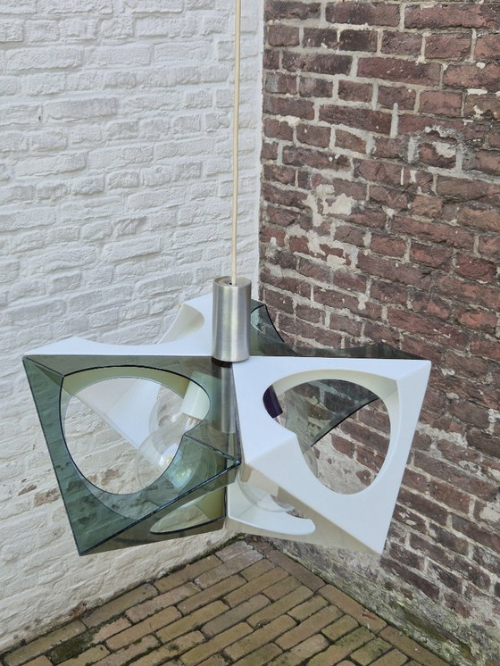 Image 1 of Vintage XL space age plastic geometric pendant lamp