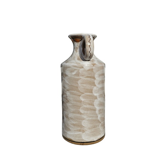 Image 1 of Vintage Keramik Vase von Elio Schiavon weiß orange 60er 70er Jahre Mid-Century Modern aus ltalien Vintage Retro Sammlerstück