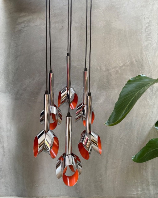 Diseño vintage - Lámpara colgante RAAK Amsterdam Tulip Cascade – hanglampen, Chrome