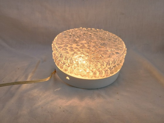 Image 1 of Vintage RZB Bubble Glass Ceiling Light 1970s - Industrial Wall Sconce Flush Mount German Design Opaline Textured Diffuser