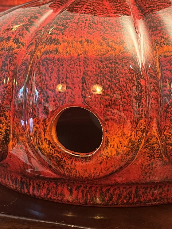 Image 1 of 3 lámparas colgantes de cerámica roja, cerámica de Alemania Occidental, años 60/70