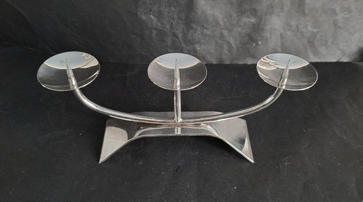 Candeliere a tre bracci placcato argento WMF Kurt Radtke della famosa collezione Ikora degli anni '60.