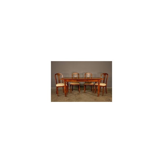 Image 1 of Vintage cherry wood dining set, 1980s