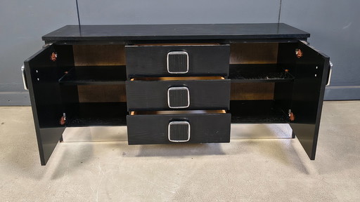 Vintage black wooden cabinet, 1970s 