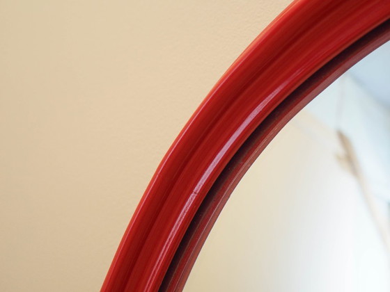 Image 1 of Miroir à cadre rouge, design danois, années 1970, fabriqué au Danemark