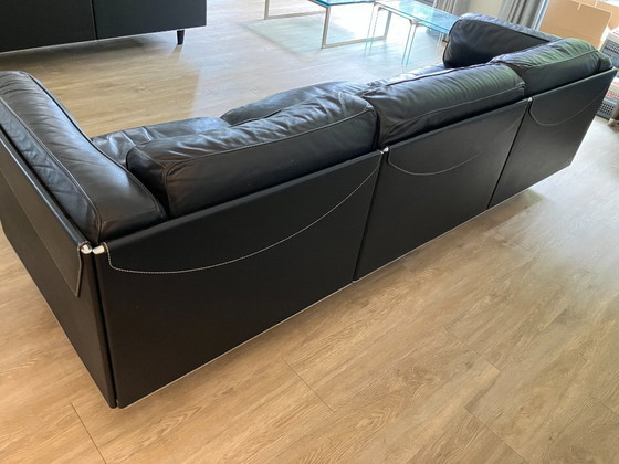 Image 1 of Poltrona Frau Twice, gruppo di sedute in pelle nera e cromo