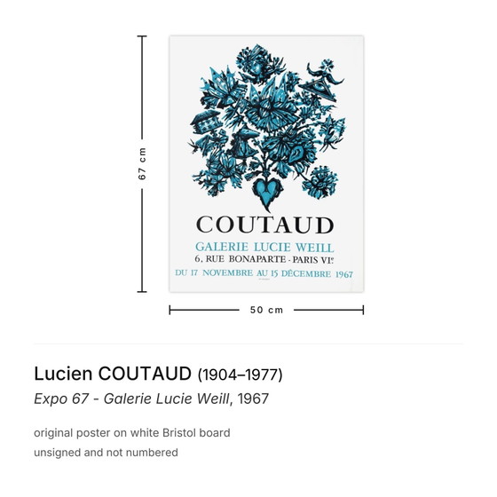 Image 1 of Lucien COUTAUD Expo – Galerie Lucie Weill Poster 1967