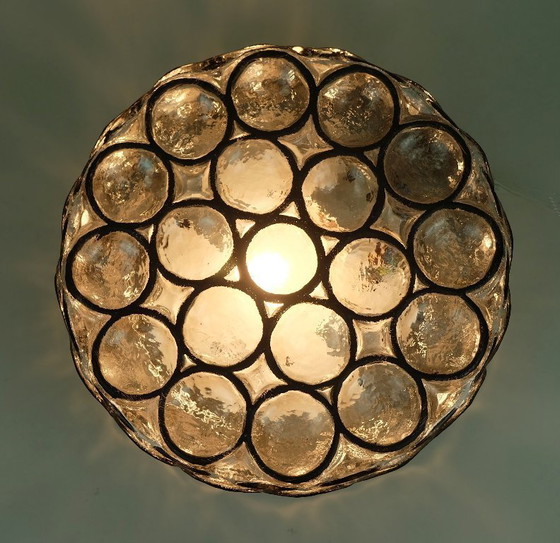 Image 1 of glashuette limburg applique o incasso in vetro con anello in ferro 1960s 70s