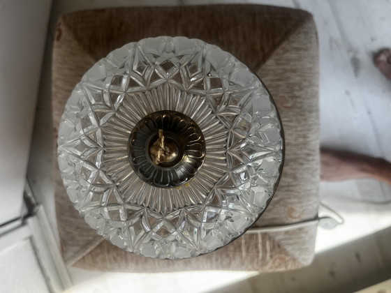 Table lamp of beautiful crystal glass and copper 1970 (photo 6 of 7)