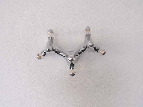 Image 1 of Lampe de plafond vintage Sputnik Gemini, style milieu du XXe siècle, par Gebrüder Cosack | Années 1970