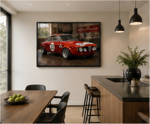 Seltene Limitierte Kunstdruck 1972 - 1965 Alfa Romeo Giulia Sprint GTA Group 4 Race Car, Designed by Bertone - (photo 2 of 5)