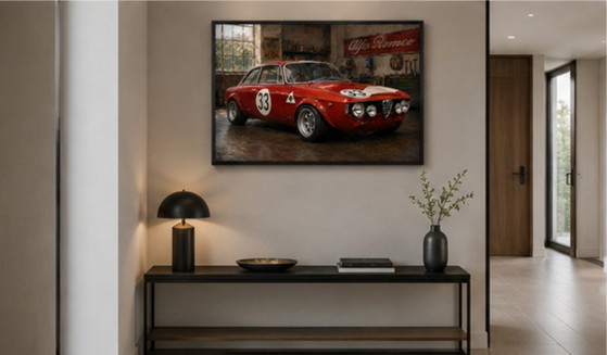 Seltene Limitierte Kunstdruck 1972 - 1965 Alfa Romeo Giulia Sprint GTA Group 4 Race Car, Designed by Bertone - (photo 4 of 5)