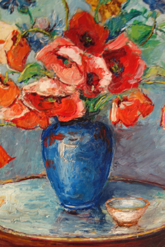 Image 1 of 2 Alphonsief boeket bloemstillevens, jaren 40/50