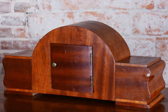 Restored Art Deco Table Clock, Made by UP Závody, Mahogany, Czech, 1920s – Glass, Wood (photo 9 of 17)