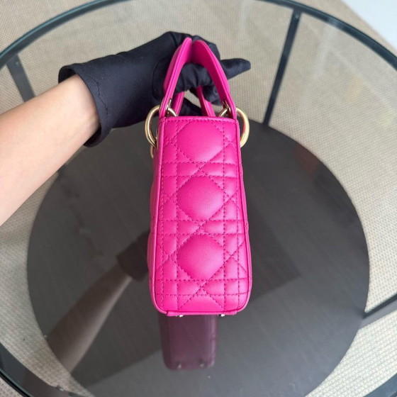 Image 1 of DIOR LADY MINI - CANNAGE LAMSLEER FELROZE GOUDEN BESLAG VERSTELBARE BAND