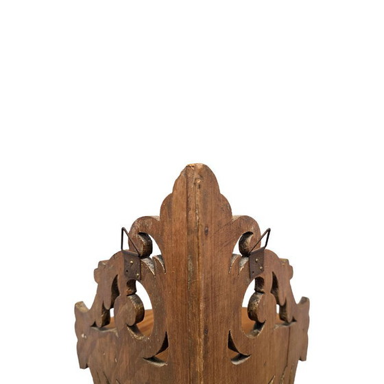 Image 1 of Consola esquinera de pared antigua francesa de pino, principios del siglo XX.