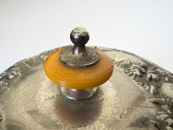 Image 1 of Antico portacaramelle in vetro e silverplate