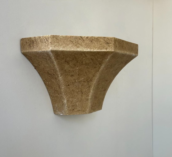 Image 1 of Vintage wandlamp, generfd beige gips, Frankrijk 1960